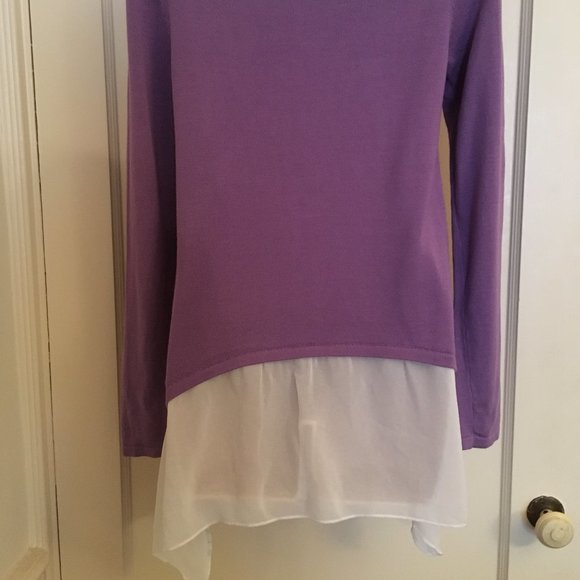 Design History Lavender Shark-bite Sweater with attached Sheer "Skirt" NWT - Picture 8 of 11